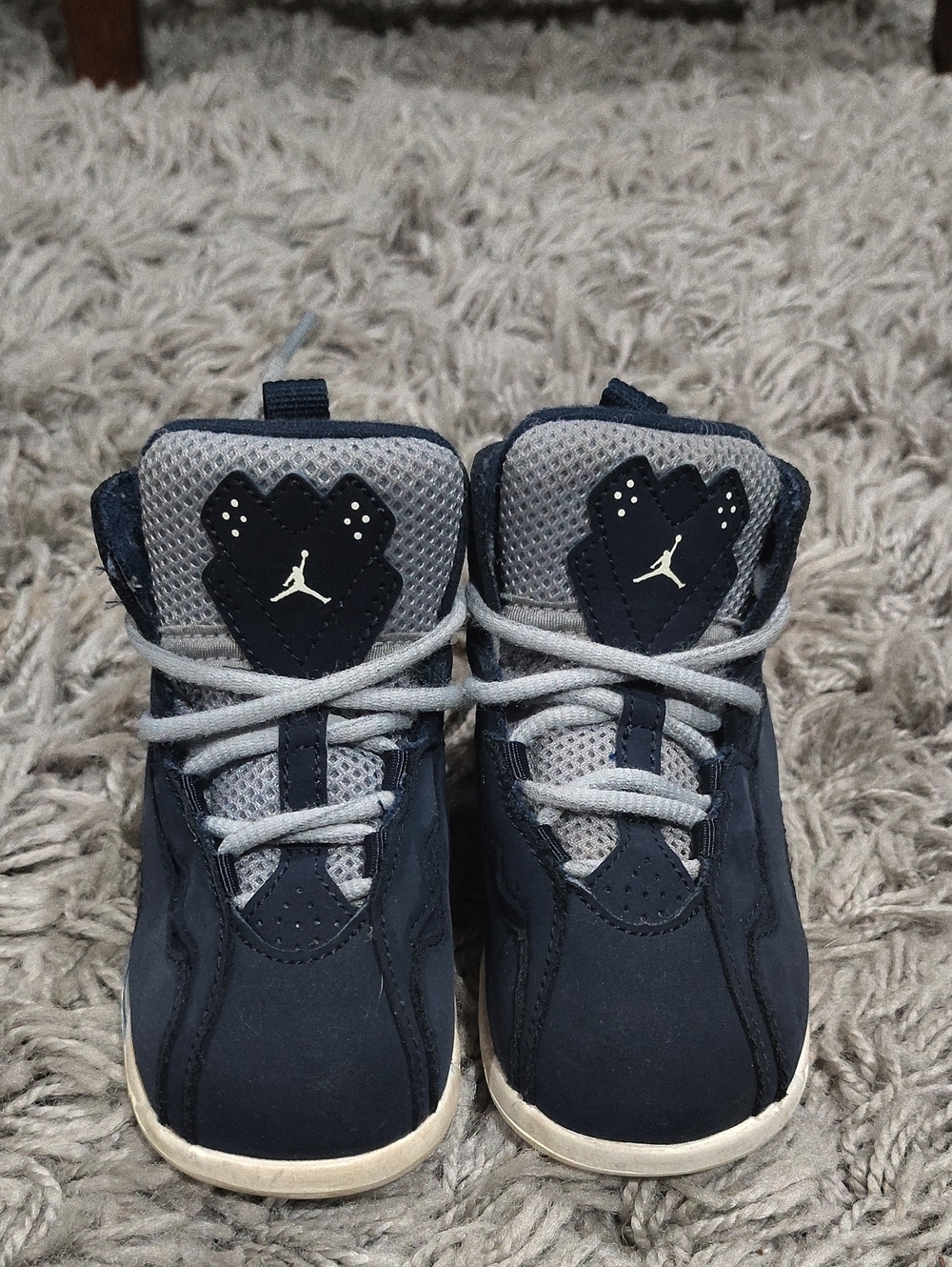 Jordan 6 Kids Navy and Gray High-Top Sneakers